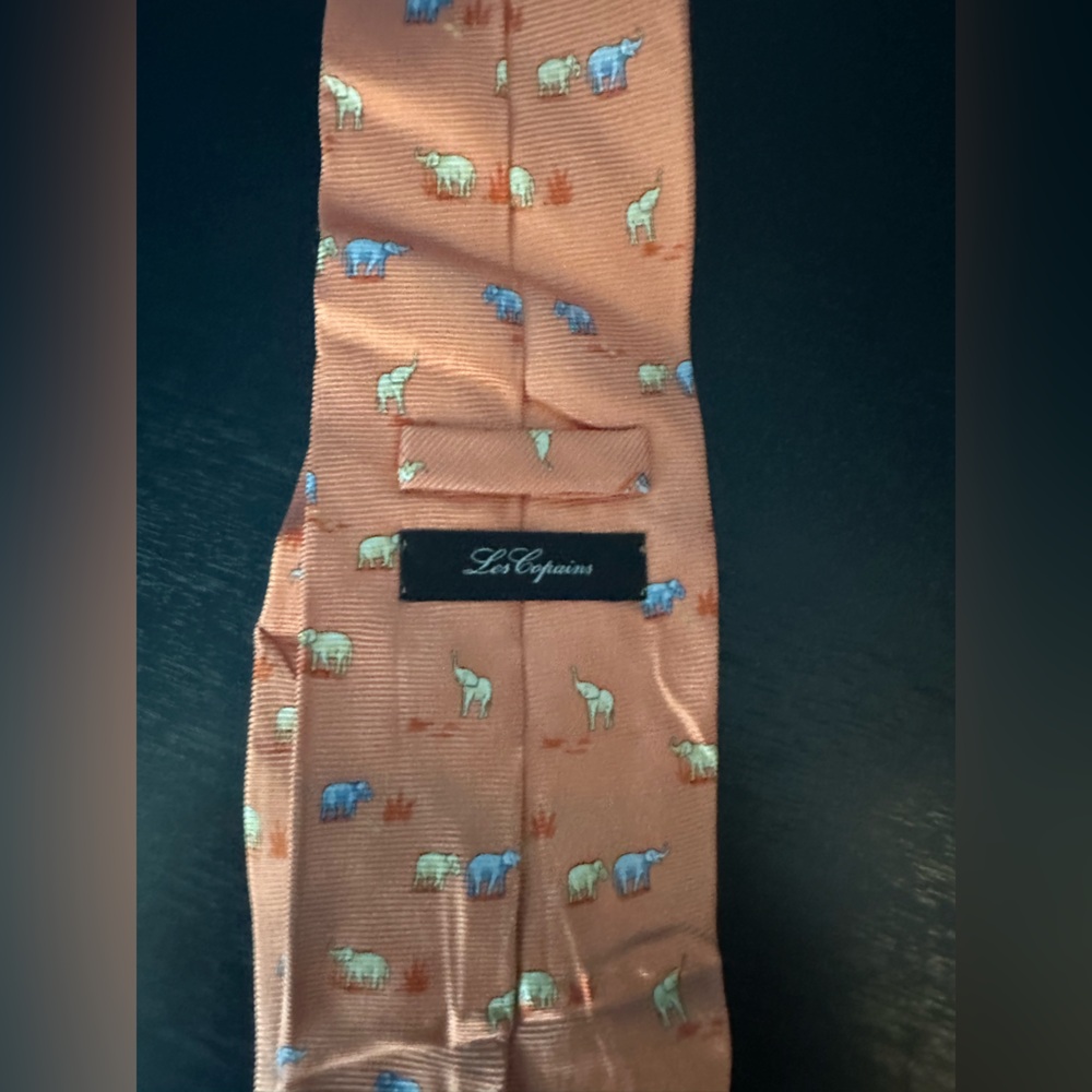 LES COPAINS mens Peach Animal Print Tie